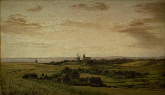 A View towards Assens in Funen. In the Distance the Coast of Schleswig, vintage artwork by Dankvart Dreyer, A3 (16x12") Poster Print