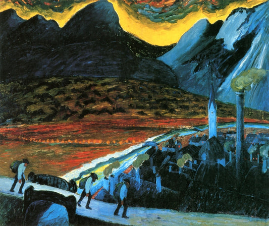 Factory Town - The Way Home, vintage artwork by Marianne von Werefkin, 12x8" (A4) Poster