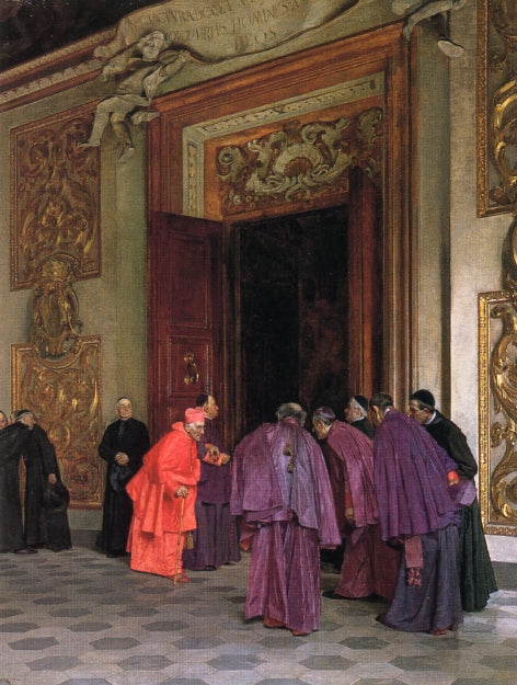 Receiving the Cardinal, vintage artwork by Tito Giovanni Lessi, 12x8" (A4) Poster