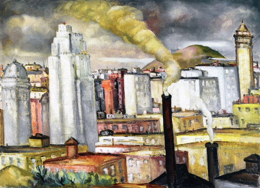 San Francisco Skyline, vintage artwork by Rinaldo Cuneo, 12x8" (A4) Poster
