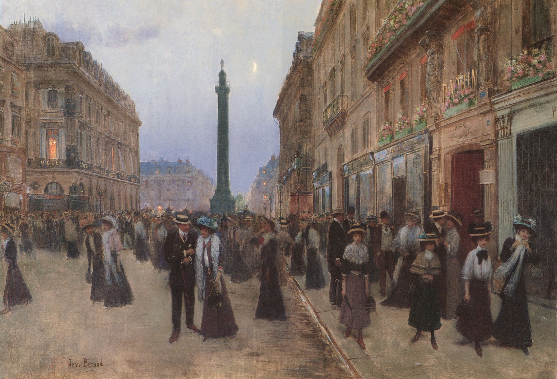 La Rue de la Paix, vintage artwork by Jean-Georges Beraud, 12x8" (A4) Poster