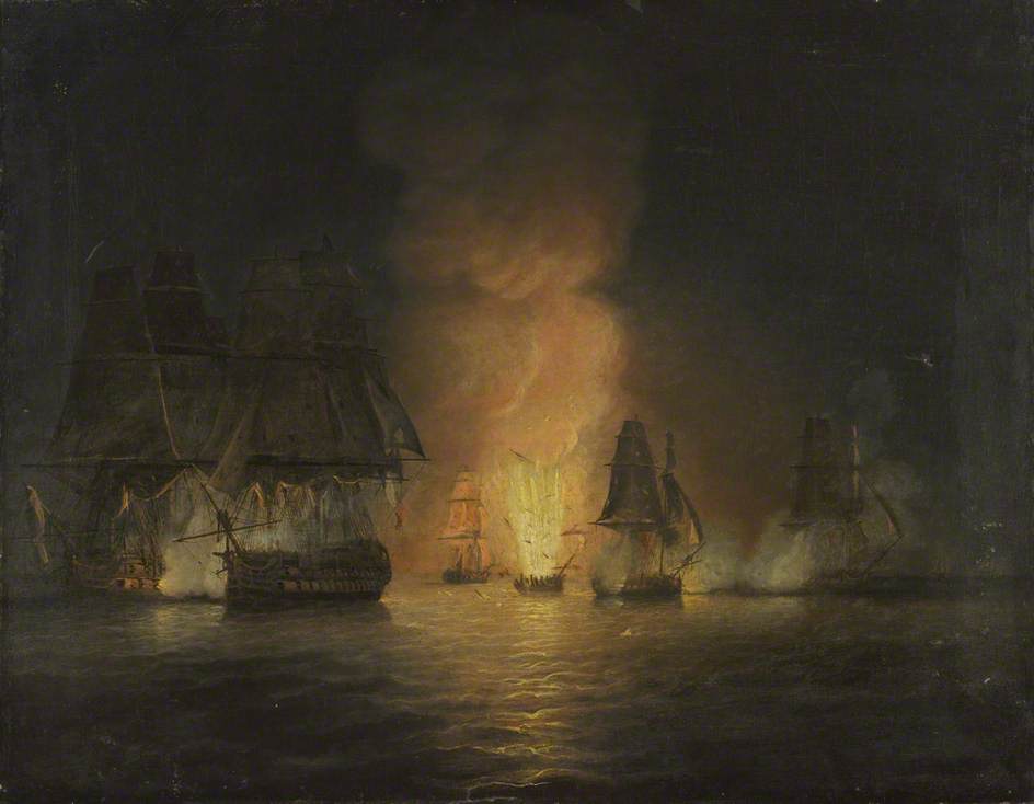 HMS 'Victorious' Taking the 'Rivoli', 22 February 1812, vintage artwork by Thomas Luny, 12x8" (A4) Poster
