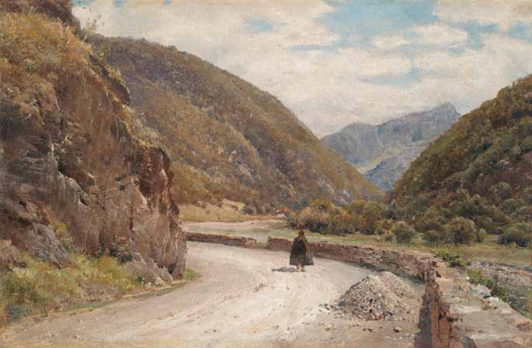 Mountainous Road, vintage artwork by Alexander Kiselev, 12x8" (A4) Poster