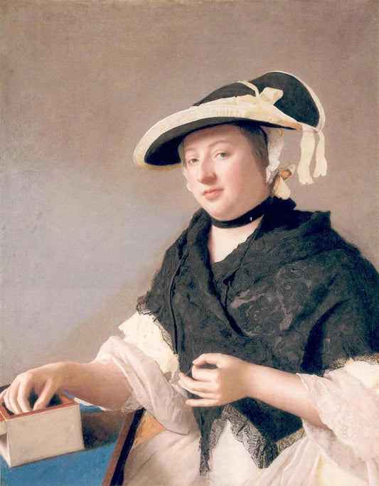 Portrait of a Woman called Lady Fawkener, vintage artwork by Jean-Étienne Liotard, 12x8" (A4) Poster