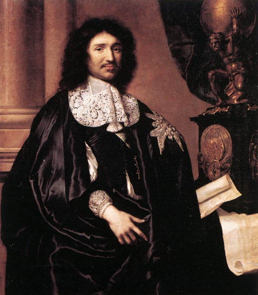 Portrait of Jean-Baptiste Colbert, vintage artwork by Claude Lefebvre, 12x8" (A4) Poster