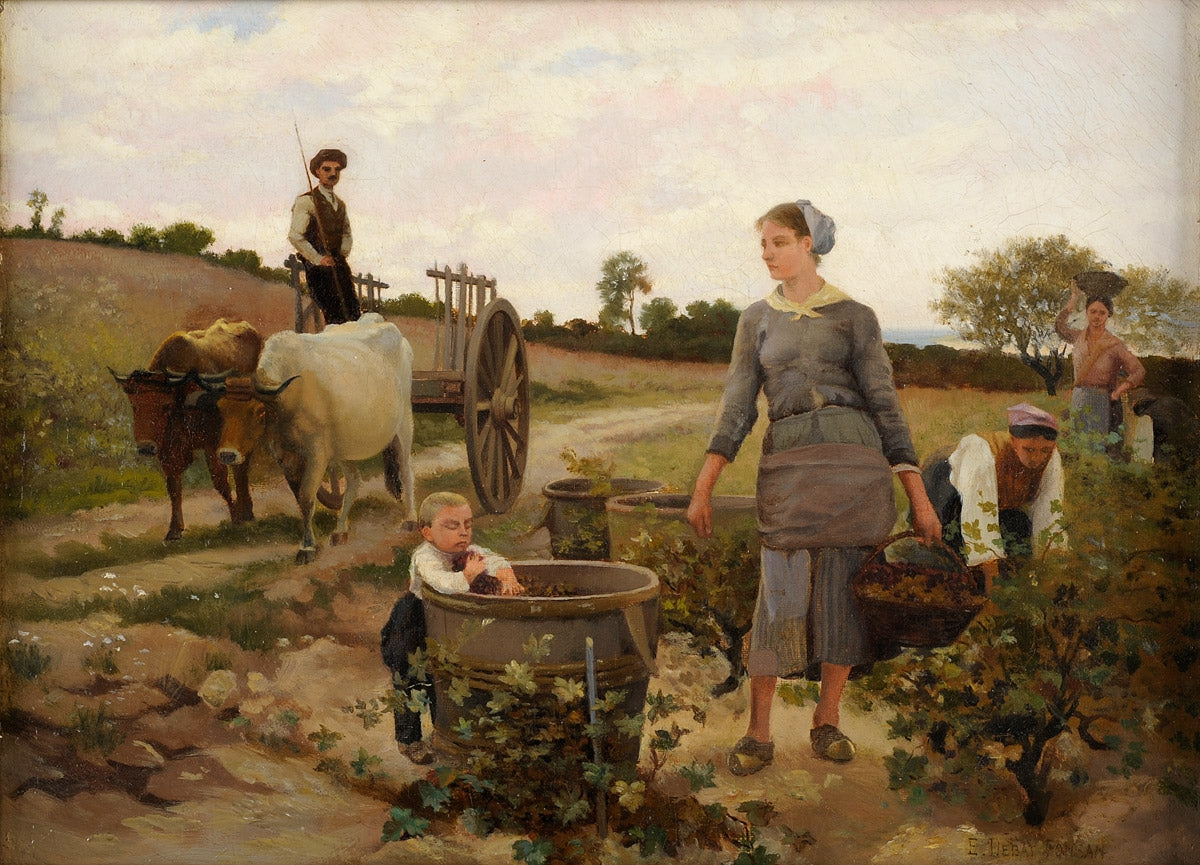 The wine harvest, vintage artwork by Edouard Bernard Debat-Ponsan, 12x8" (A4) Poster