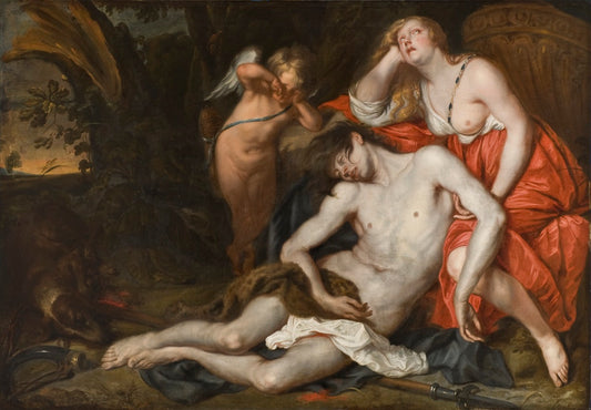 Venus Bewailing the Death of Adonis, vintage artwork by Thomas Willeboirts Bosschaert, 12x8" (A4) Poster