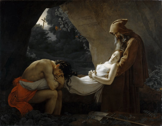 The Funerals of Atala (Louvre), vintage artwork by Anne-Louis Girodet de Roussy-Trioson, 12x8" (A4) Poster
