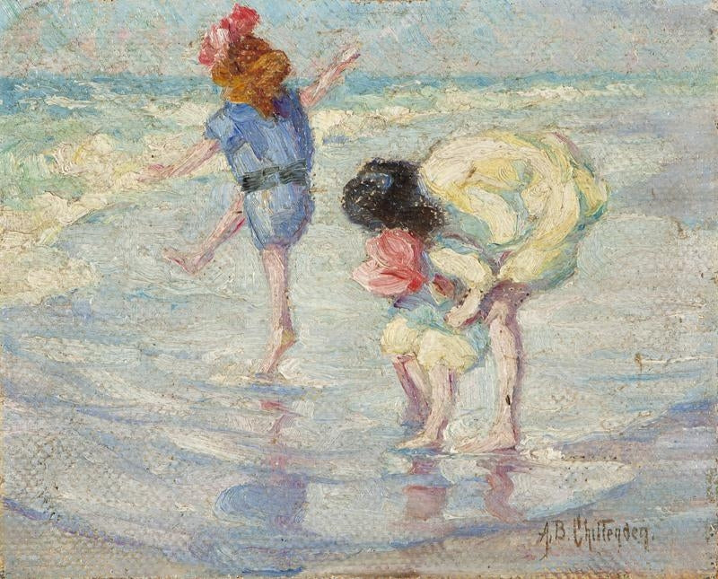 Figures at the Seashore, vintage artwork by Alice B. Chittenden, 12x8" (A4) Poster