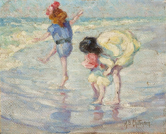 Figures at the Seashore, vintage artwork by Alice B. Chittenden, 12x8" (A4) Poster