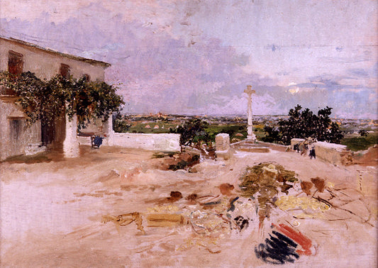 The Cross in Godella, vintage artwork by Ignacio Pinazo Camarlench, 12x8" (A4) Poster