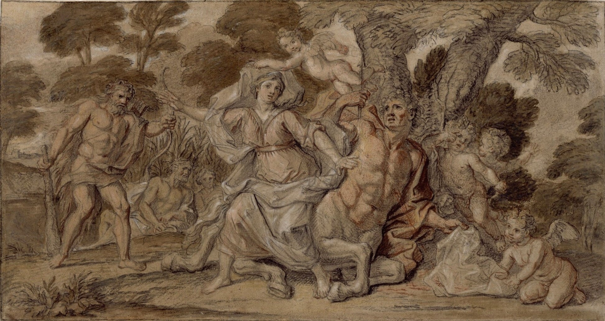 Story of Hercules - Nessus Deadly Wounded by  Hercules, vintage artwork by Noël Coypel I, 12x8" (A4) Poster
