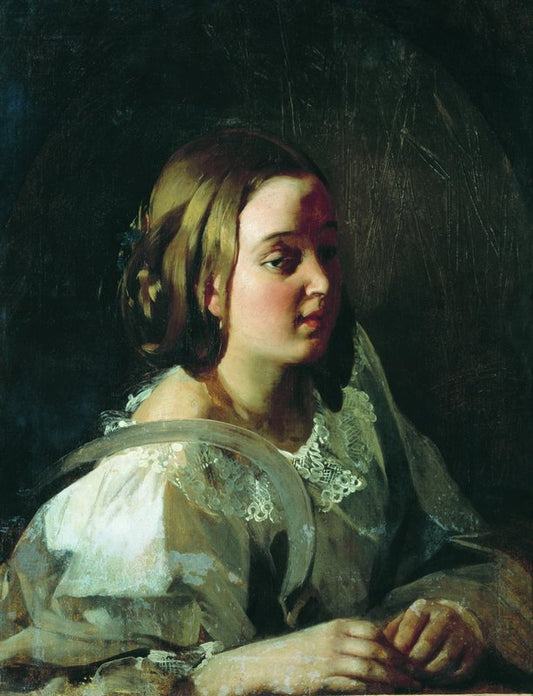 Girl with a Sickle, vintage artwork by Ivan Makarov, 12x8" (A4) Poster