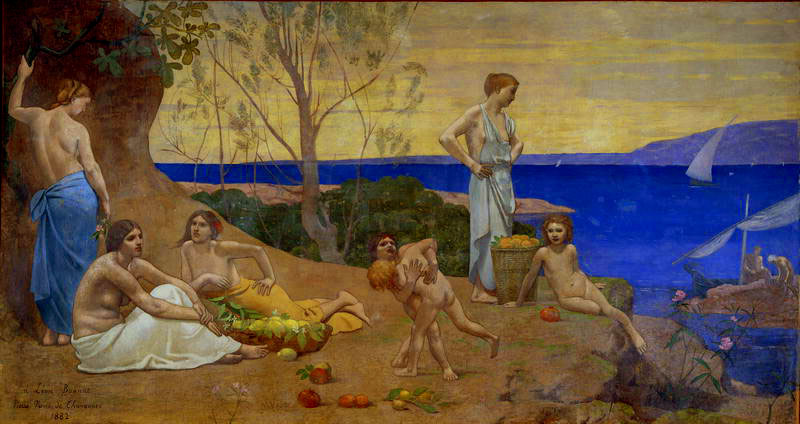 Doux Pays, vintage artwork by Pierre Puvis de Chavannes, 12x8" (A4) Poster