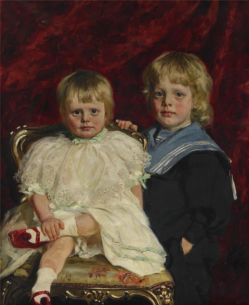 The siblings Anders and Margaret Eek, vintage artwork by Knut Ekwall, 12x8" (A4) Poster