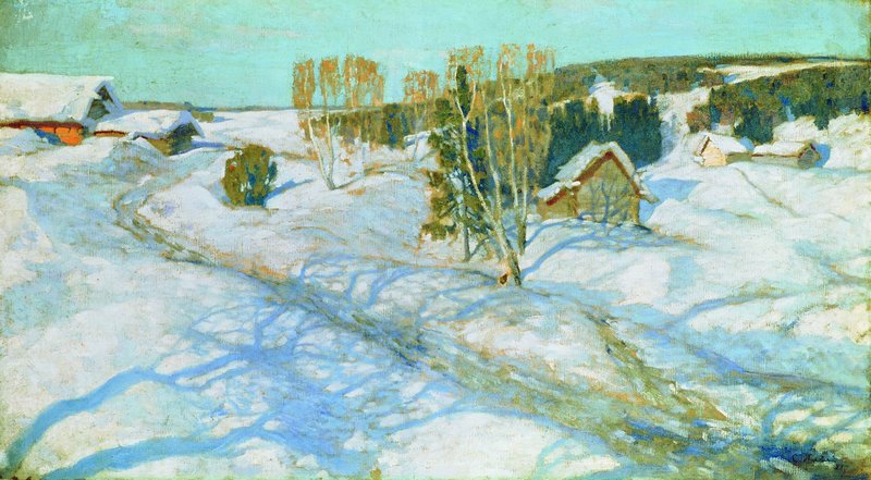 Blue Snow, vintage artwork by Stanislav Zhukovsky, 12x8" (A4) Poster