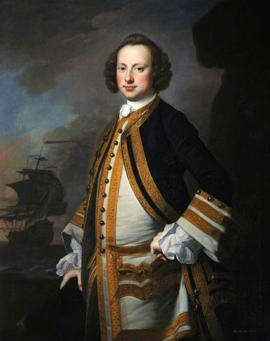 Admiral Sir George Pocock, vintage artwork by Thomas Hudson, 12x8" (A4) Poster