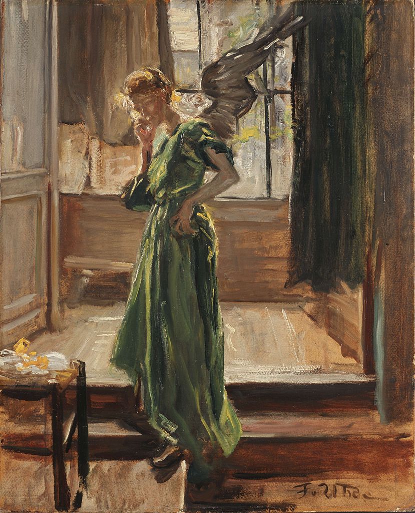 The Lunch Break, vintage artwork by Fritz von Uhde, 12x8" (A4) Poster