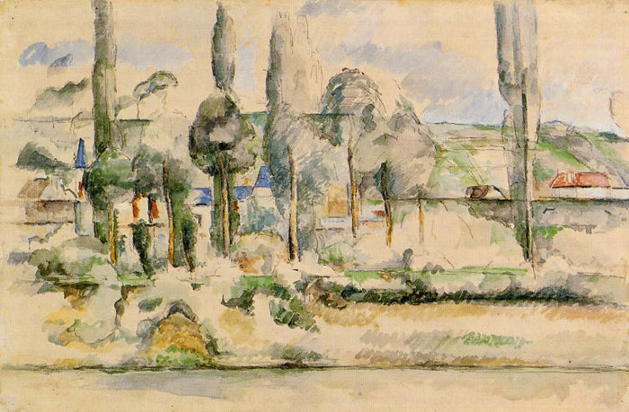 The Chateau de Medan, vintage artwork by Paul Cezanne, 12x8