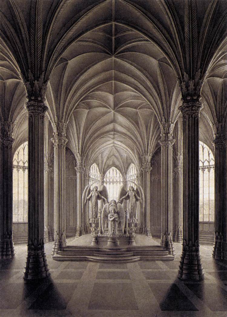 Study for a Monument to Queen Louise, vintage artwork by Karl Friedrich Schinkel, 12x8" (A4) Poster