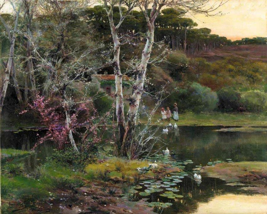 By The Lake by Manuel Garcia y Rodriguez,A3(16x12")Poster
