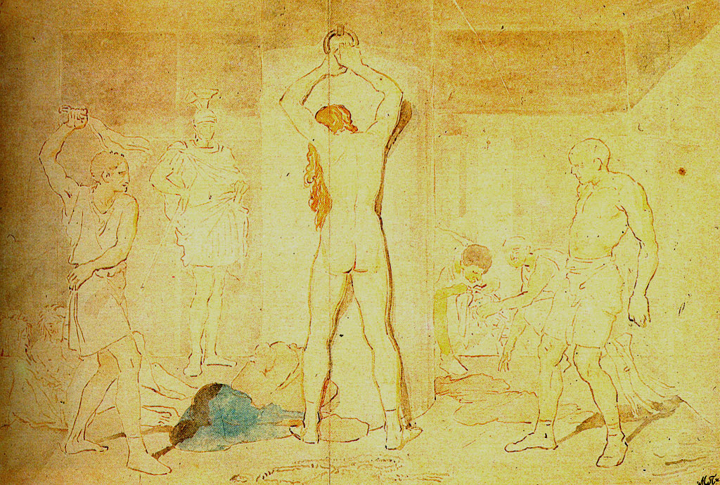 Flagellation of Christ (sketch), vintage artwork by Alexander Ivanov, A3 (16x12") Poster Print
