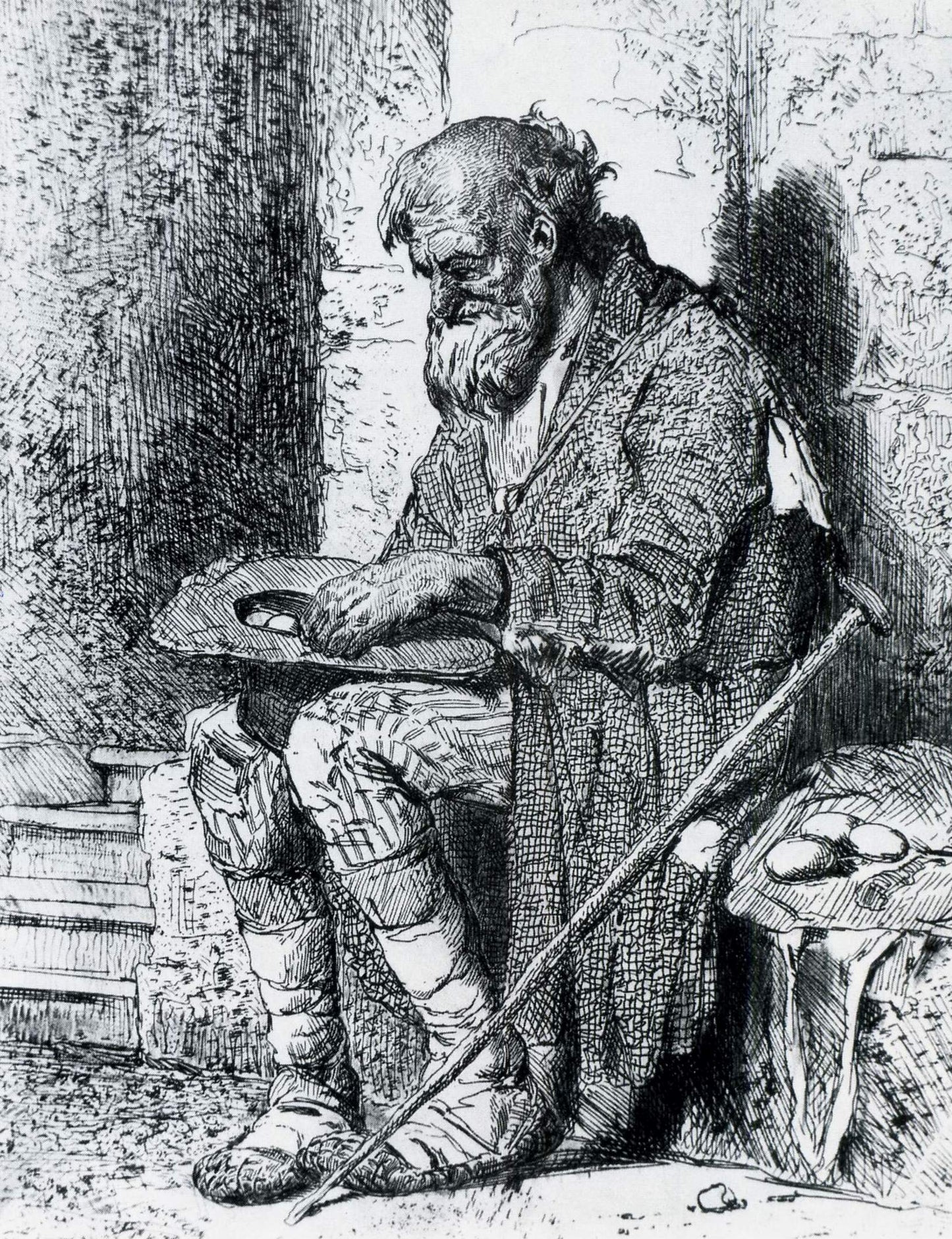 Old Beggar, vintage artwork by Viktor Mikhaylovich Vasnetsov, 12x8" (A4) Poster