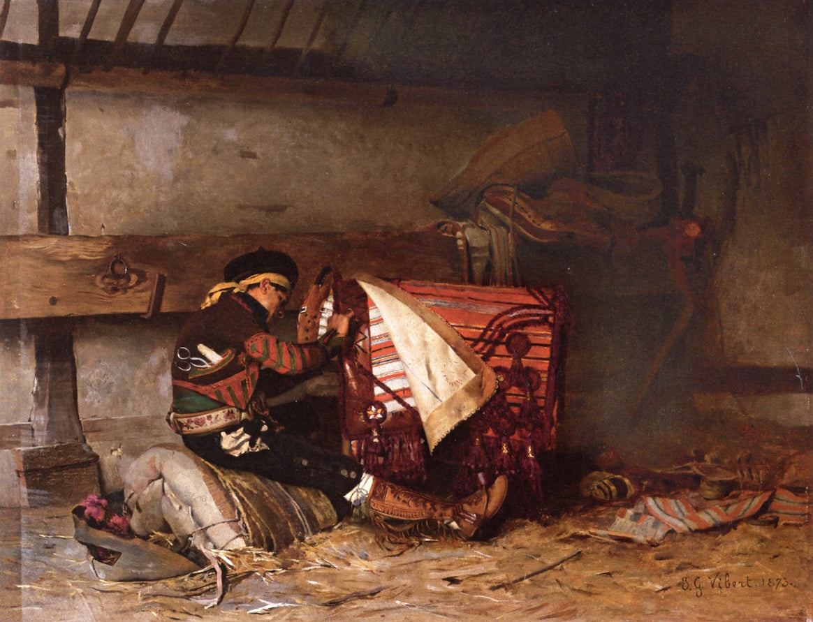 The Spanish Saddle Maker, vintage artwork by Jehan-Georges Vibert, 12x8" (A4) Poster