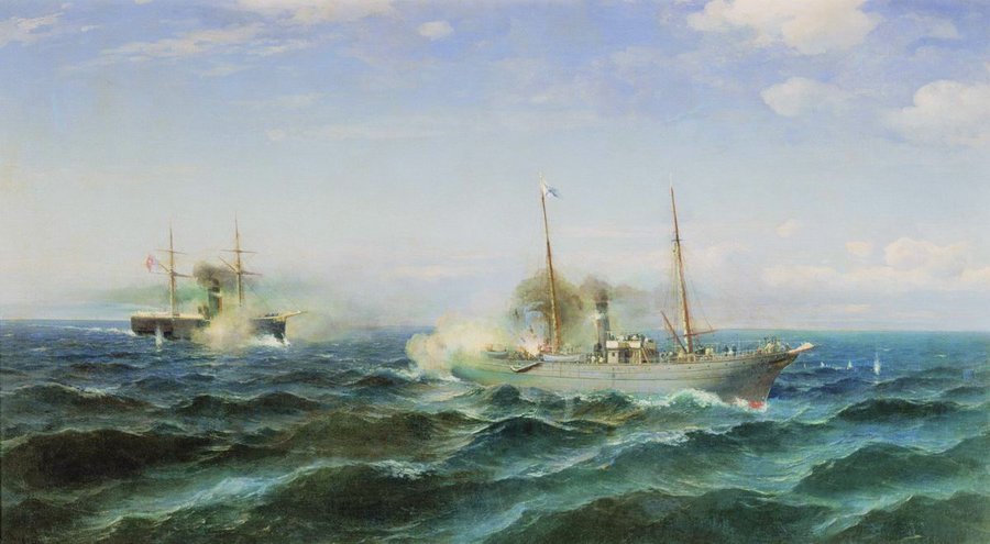 A Battle in the Black Sea, vintage artwork by Rufin Sudkovsky, 12x8" (A4) Poster