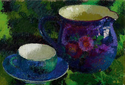 Pitcher and cup, vintage artwork by Augusto Giacometti, 12x8" (A4) Poster
