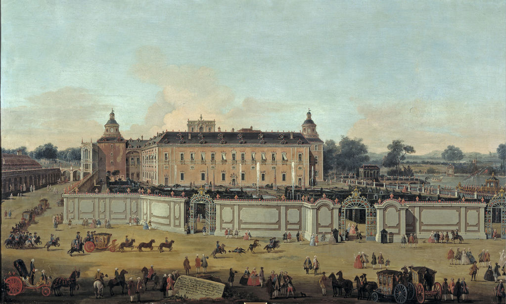 View of the Palace in Aranjuez, vintage artwork by Francesco Battaglioli, 12x8" (A4) Poster