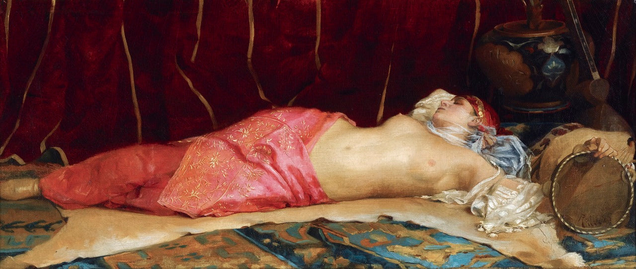 Sleeping Concubine, vintage artwork by Theodoros Ralli, 12x8" (A4) Poster