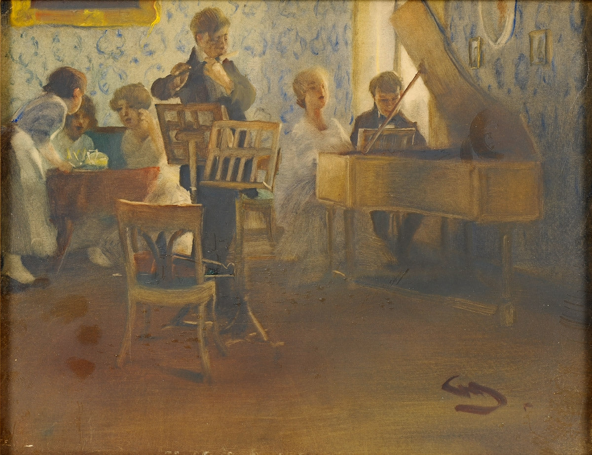 The House Concert, vintage artwork by Wilhelm Schreuer, 12x8" (A4) Poster