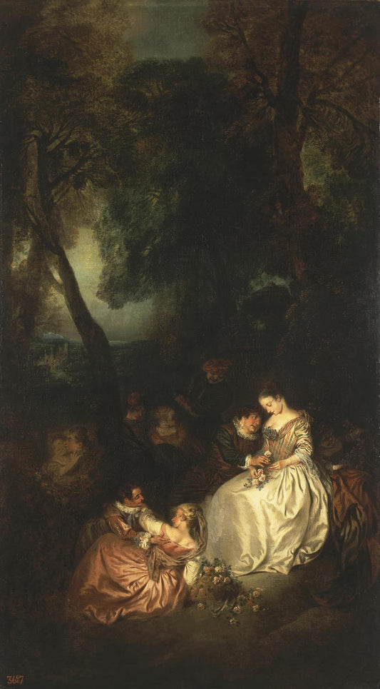 Scene in a Park, vintage artwork by Jean-Baptiste Pater, 12x8" (A4) Poster