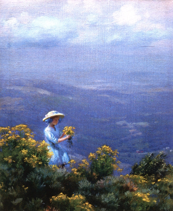 Blue Hills and Goldenrod, vintage artwork by Charles Courtney Curran, 12x8" (A4) Poster