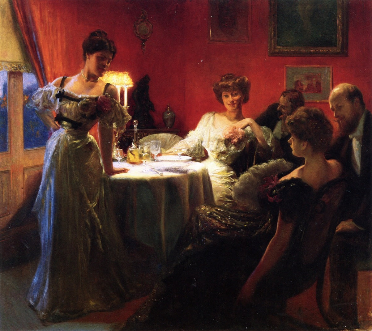 A Supper Party, vintage artwork by Julius LeBlanc Stewart, 12x8" (A4) Poster