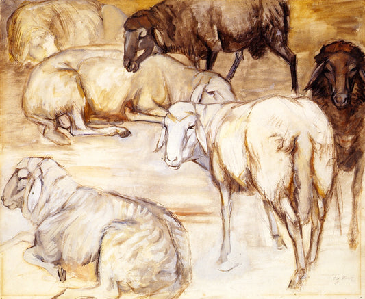 Flock of Sheep I, vintage artwork by Franz Marc, 12x8" (A4) Poster