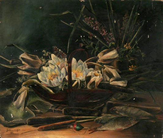 Still LIfe with Water Lilies, vintage artwork by Gertrude Elizabeth W. Offord, 12x8" (A4) Poster