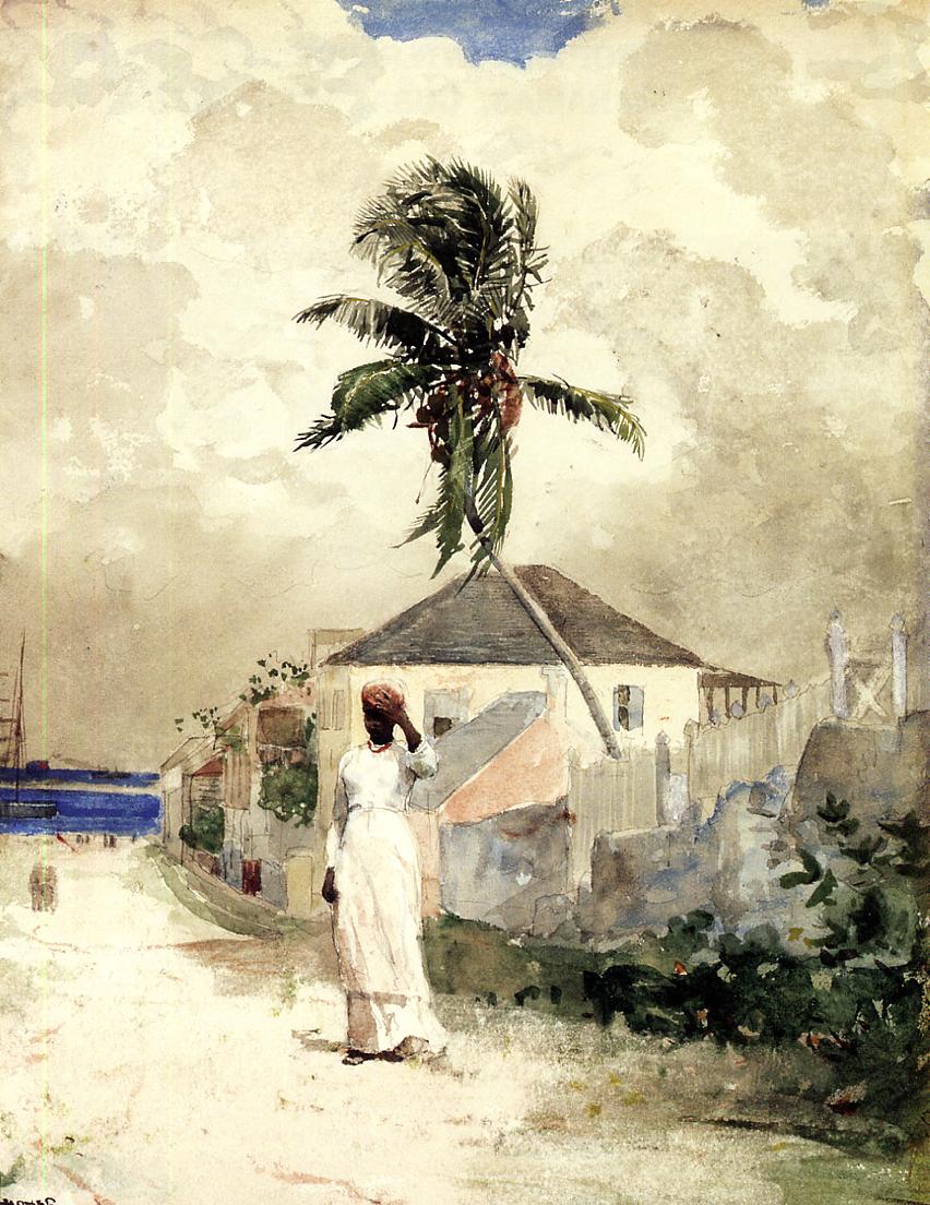 Along the Road, Bahamas, vintage artwork by Winslow Homer, 12x8" (A4) Poster