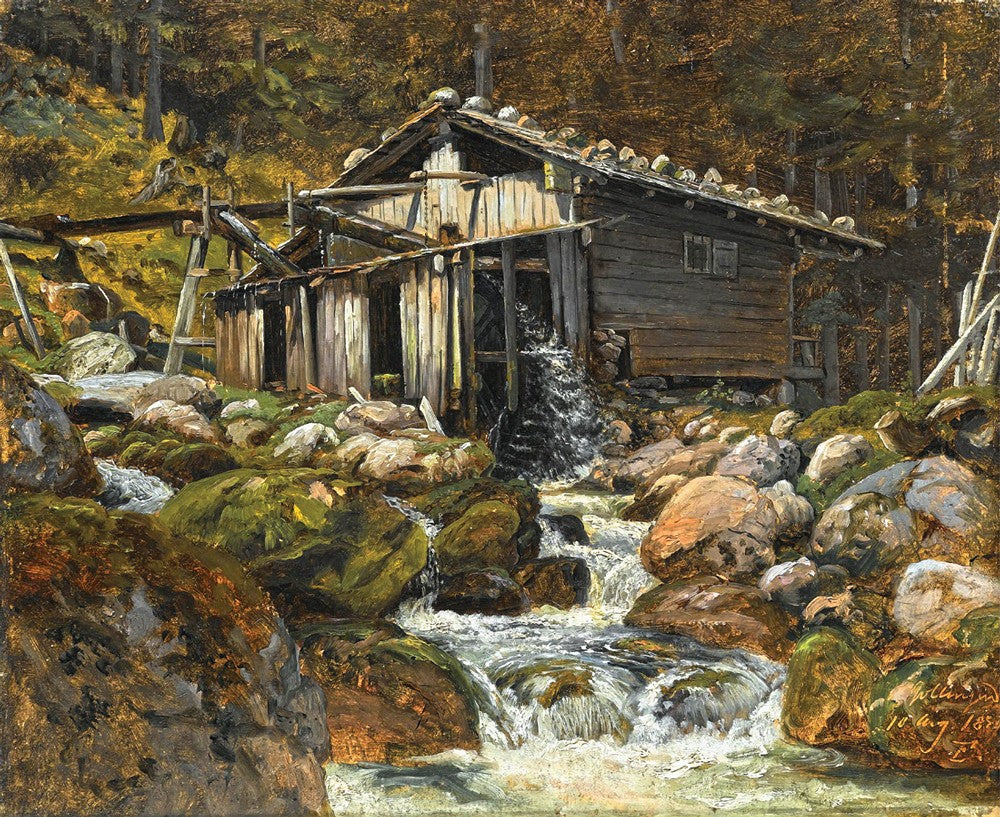 Sawmill, Gollingen, vintage artwork by Thomas Fearnley, A3 (16x12") Poster Print