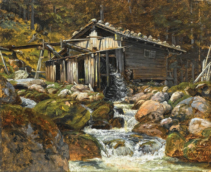 Sawmill, Gollingen, vintage artwork by Thomas Fearnley, A3 (16x12