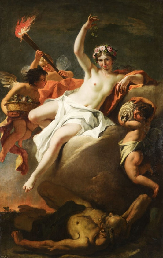 Aurora and Titonus, vintage artwork by Sebastiano Ricci, 12x8" (A4) Poster