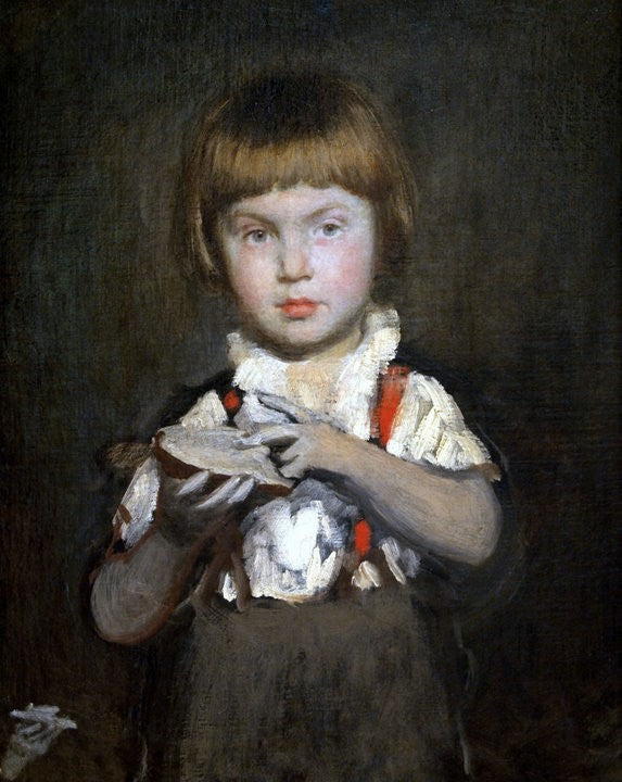 Boy with a Slice of Bread and Butter, vintage artwork by Bertalan Szekely, 12x8" (A4) Poster