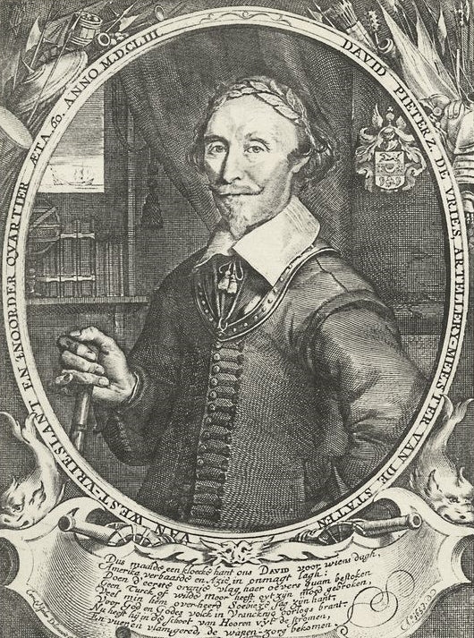 David Pietersz. de Vries, vintage artwork by Cornelis Visscher, 12x8" (A4) Poster