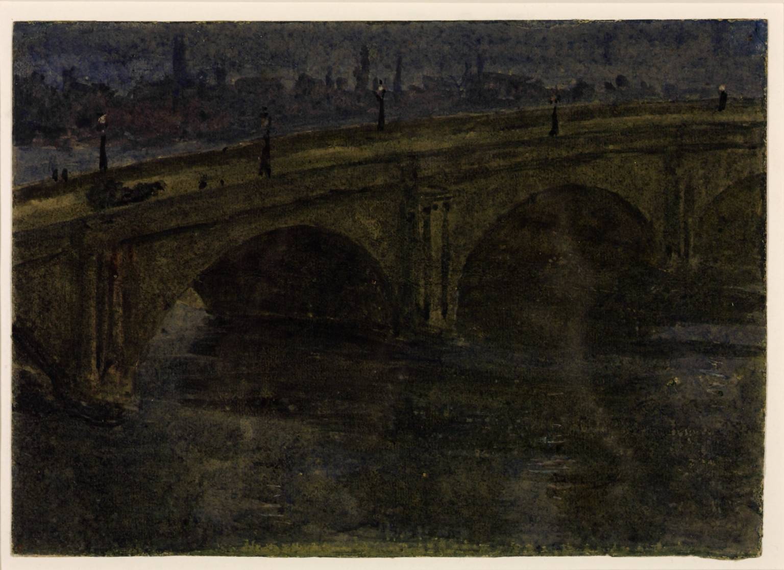 Blackfriars Bridge: Moonlight Sketch, vintage artwork by George Price Boyce, R.W.S., 12x8" (A4) Poster