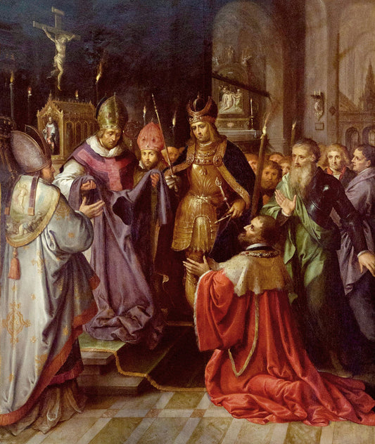 The presentation of the holy tunic of Mary, vintage artwork by Frans Francken the Younger, 12x8" (A4) Poster