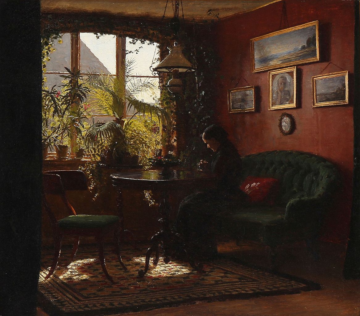 Madam Suzette Mariboe, nee Dalgas, in her living room in Frederiksgade, vintage artwork by Niels Kristian Skovgaard, 12x8" (A4) Poster