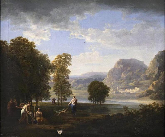 Diana Hunting, vintage artwork by Jacques-Antoine Vallin, 12x8" (A4) Poster