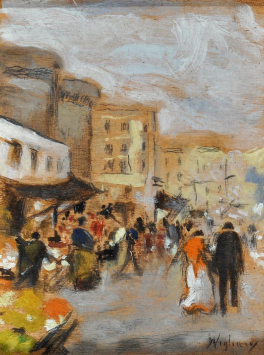 Neapolitan Market, vintage artwork by Vincenzo Migliaro, 12x8" (A4) Poster
