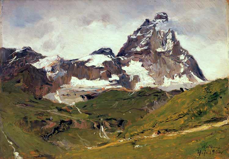 alpi Cervino, vintage artwork by Lorenzo Delleani, 12x8" (A4) Poster
